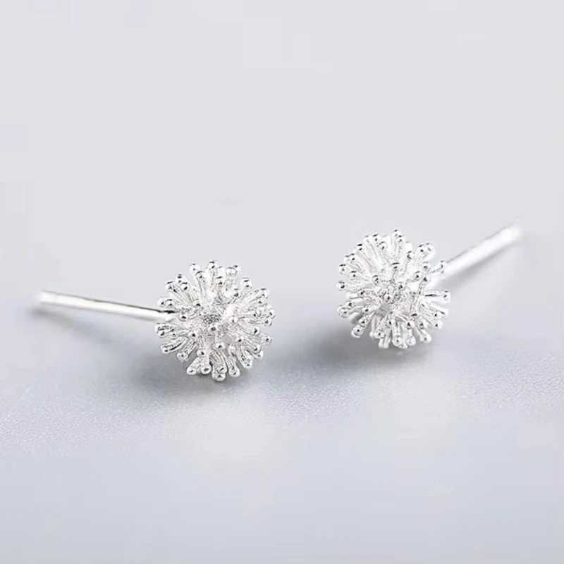 Weibliche Löwenzahn Stud Ohrring 100 % 925 Sterling Silber Ohrringe Für Frauen Geschenk Sterling-silver-jewelry Pendientes Mujer