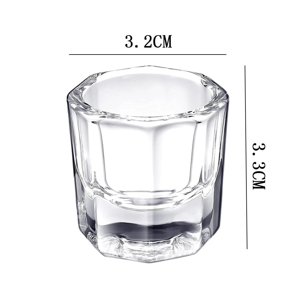 Nail Mixing Bowl Mini Crystal Glass Clear Acrylic Small Octagonal Powder Liquid Nail Cup Nail Brush Cleaning Liquid Mixing Bowl Tool