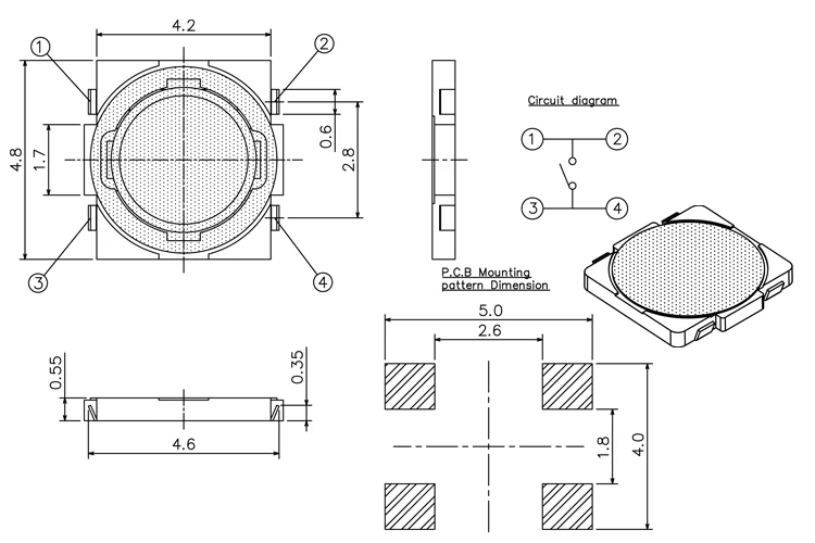 Reel Packing 100PCS 4.8X4.8X0.55/4.5X4.5/3.7x3.7MM Super Tiny