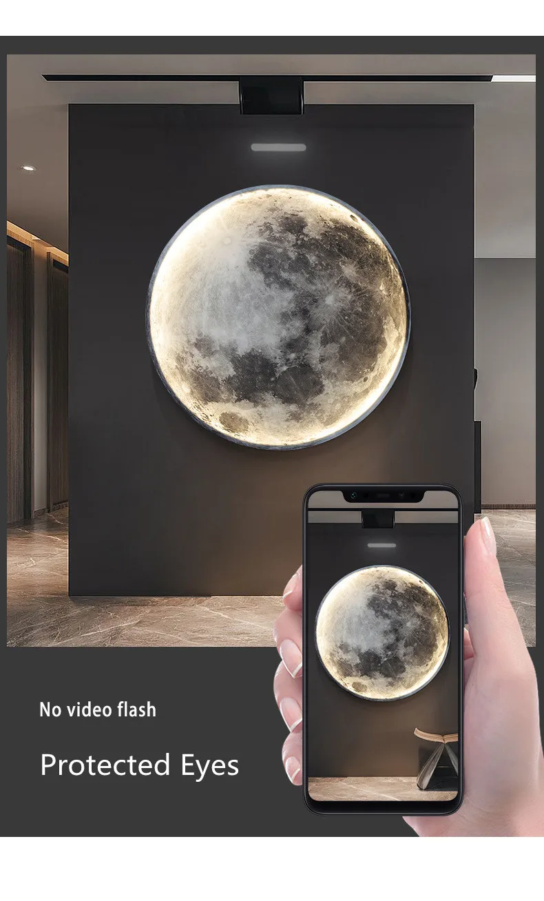 Nordic LED Moon Wall Light for Bedroom Bedside Living Room Home Decoration Remote Control Surface Inoor Lighting Background Lamp wall lights for living room