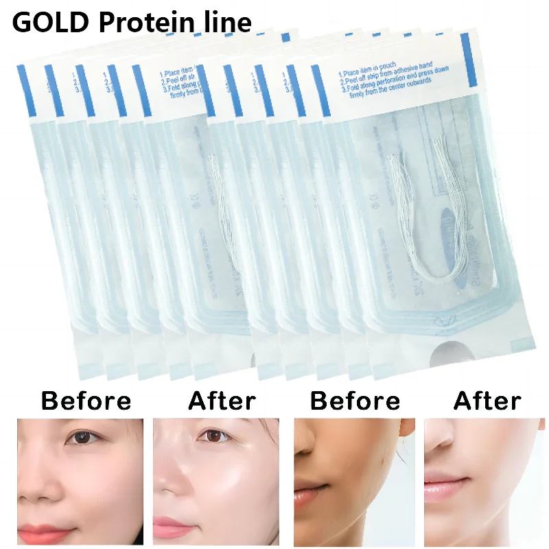 20-50Pcs Absorbent Collagen Threads No Needle Gold Protein Line Anti Aging Women Collagen Face Filler Protein Thread Skin Care