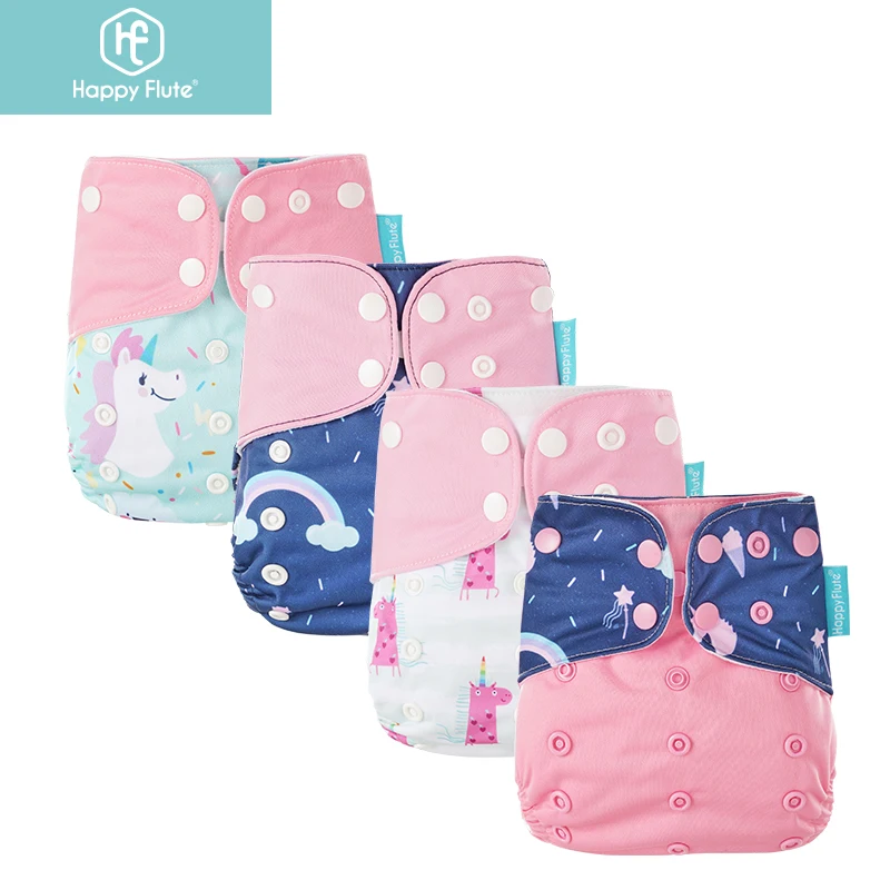 Eco-Friendly Washable & Reusable Baby Diaper Set - Absorbent and Adjustable Nappy Covers (4-Pack)