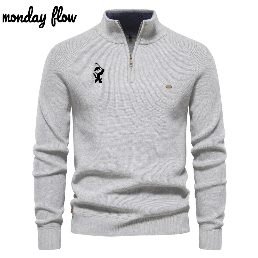 Monday Flow Autumn Golf Men's Outdoor Sports Versatile Cashmere Golf Sweater Comfortable Warm Pullover Knitted Jackets