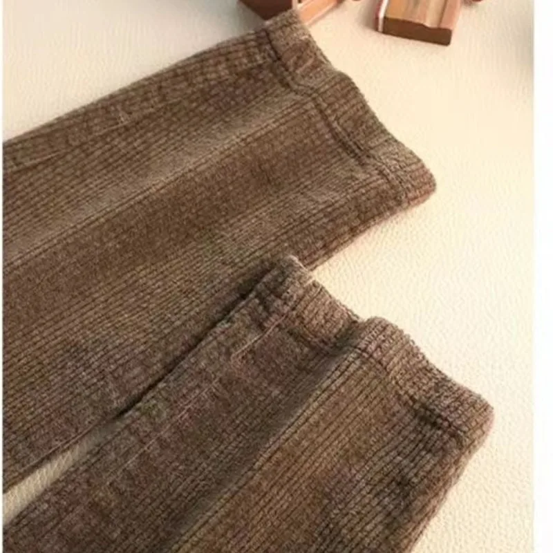 Autumn and Winter New Patchwork Pockets Solid Loose and Thickened Casual Fashion High Waist Women's Harlan Straight Leg Pants