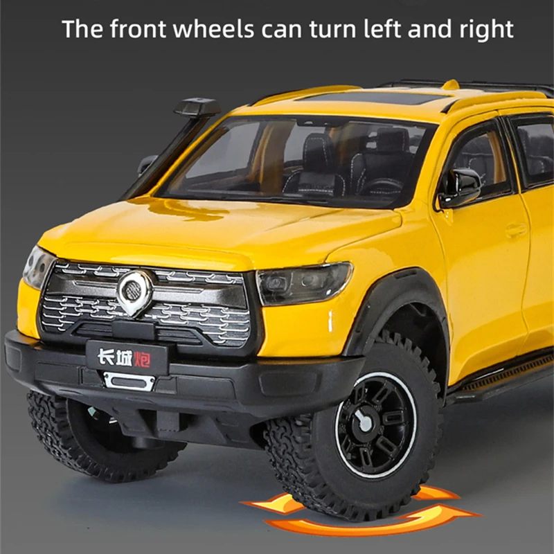 1:24 Great Wall Motor POER Pickup Alloy Car Model Diecast Metal Off-road Vehicles Car Model Simulation Sound Light Kids Toy Gift 5
