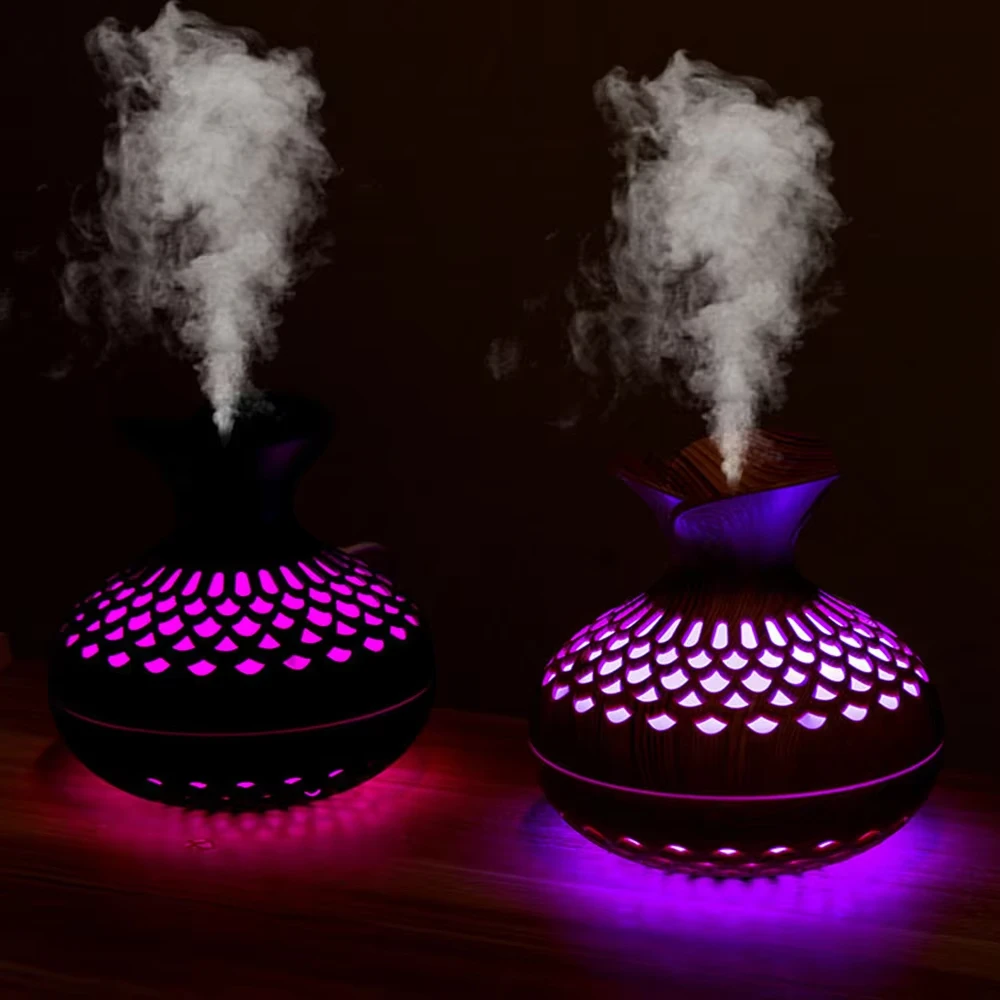 Wood Grain Mini Vase Air Humidifier USB Electric Ultrasonic Water Aroma Essential Oil Diffuser Home Room Fragrance Air Purifier 3