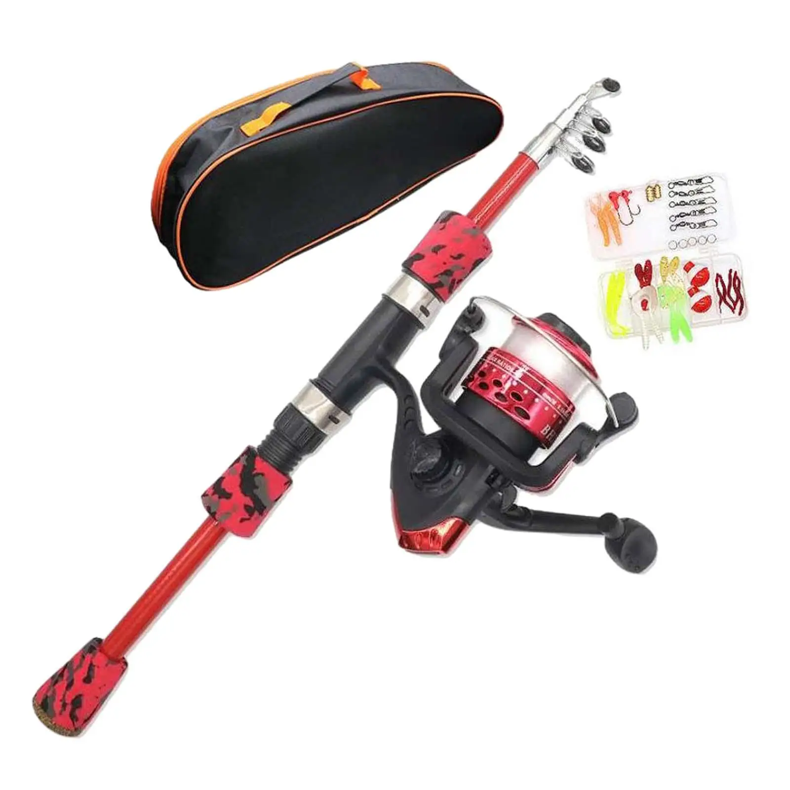 Children`s fishing rod with carry bag, adjustable from 38.5 cm to 120 cm.