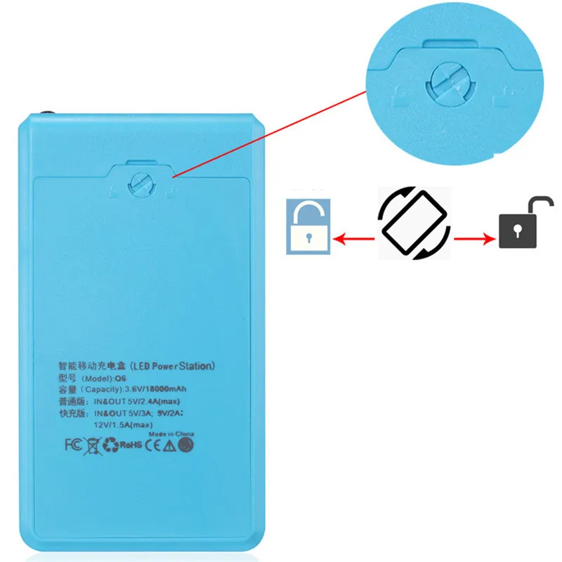 Display Screen Power Bank Shell Micro Type-c Input 6*18650 Battery External Charger DIY Powerbank Box Outer Case,power bank case,battery power bank box