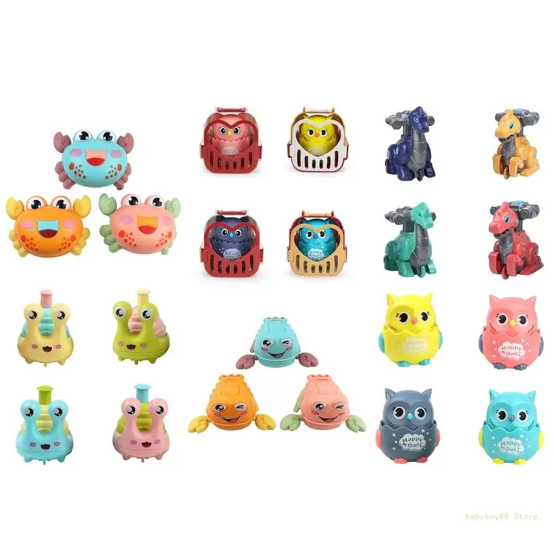 

Y4UD Slide Car Toy Cartoon Animal for Play Vehicle Clock Powered Press Active Baby Gi
