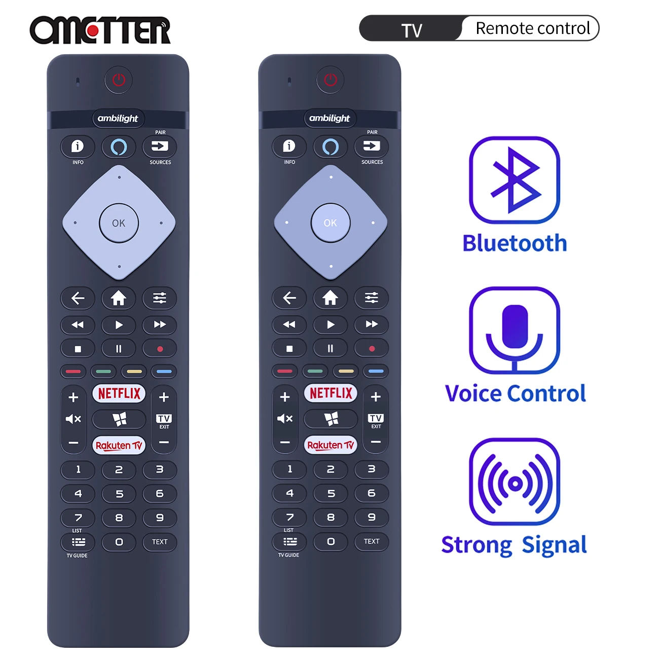 Télécommande De Remplacement Pour TV Philips 43PUS7354/12 - RM-L1659 Avec Recherche Vocale, Netflix, Ambilight