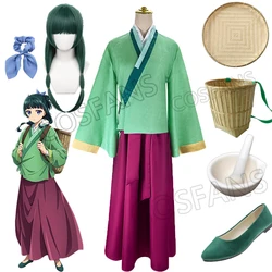 Maomao Cosplay Costume Tops Dress The Apothecary Diaries Mao Mao Green Wig Hair Shoe Halloween Roleplay Prop Bamboo Basket Prop