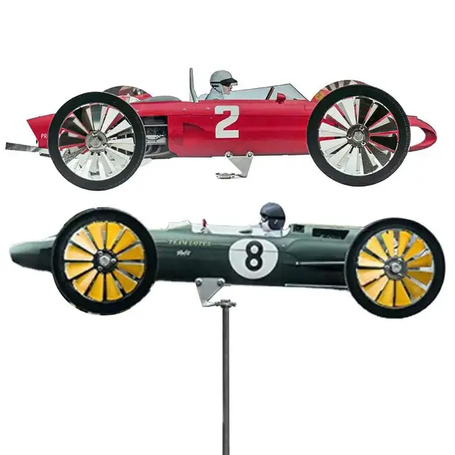 Kerti Weathervane Szélmalom Kreatív Versenyautó Szél Fonószobor A Kültéri Udvar Teraszos Gyep Park Dekorációhoz