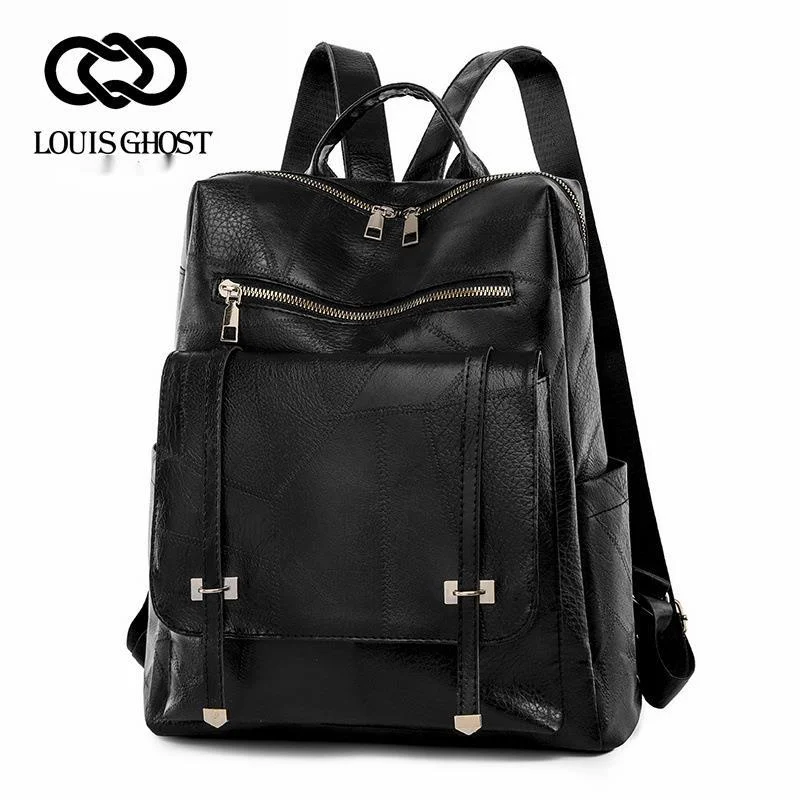 2024 Nuovo zaino da donna alla moda edizione coreana moda tinta unita zaino da donna per il tempo libero borsa da viaggio in morbida pelle PU anti spruzzi_voghion.com