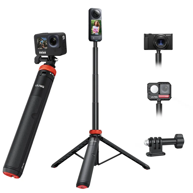 Alumínio Estender Selfie Vara Tripé Mini Portátil Vlog Tripé para Gopro Hero 12 11 Osmo Insta 360 um x2 x3 - Image 2