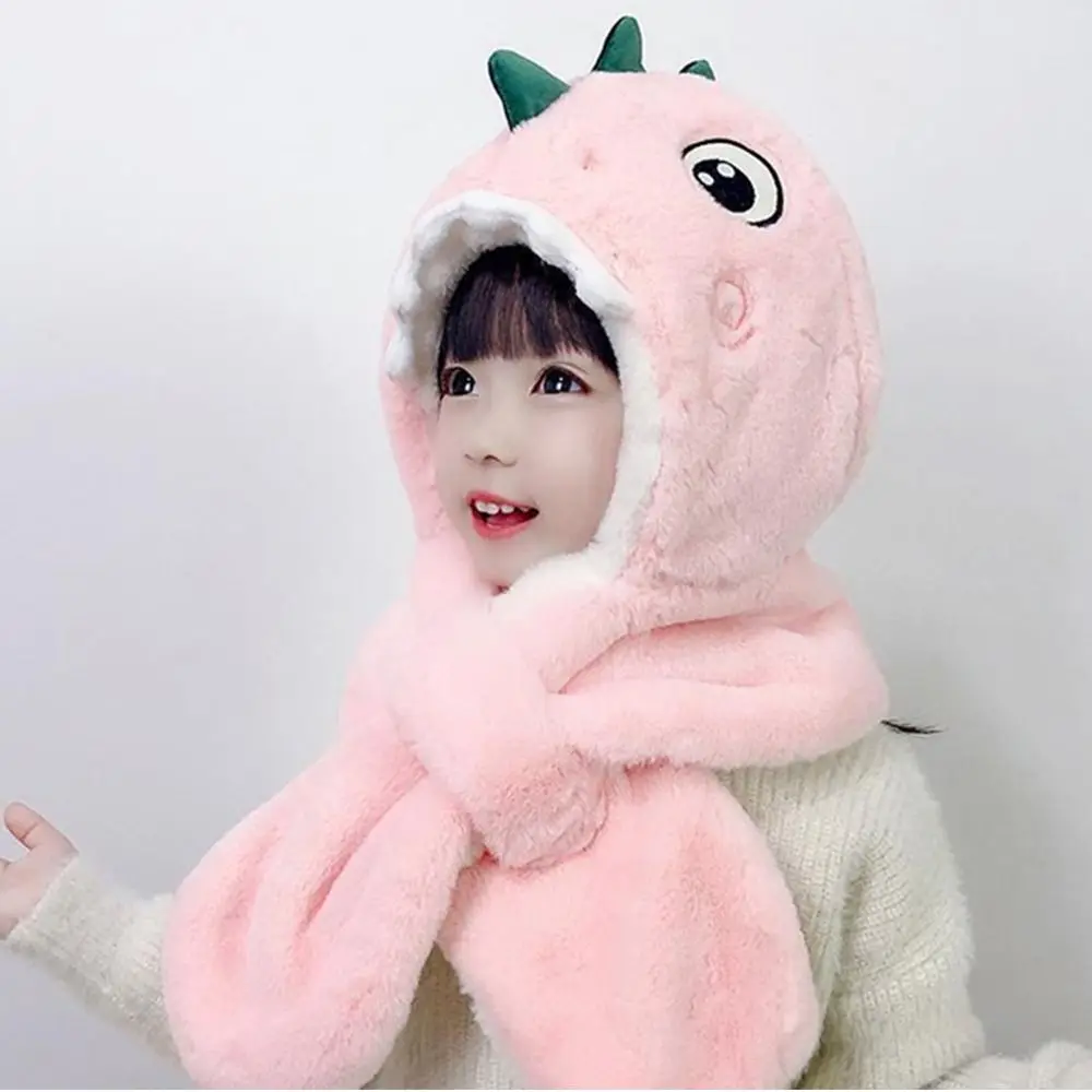 

Comfortable Cold-proof Scarf Integrated Cap Windproof Ear-flap Dinosaur Hat Scarf Set Baby Hat Winter Cap Bomber Hat Bonnet