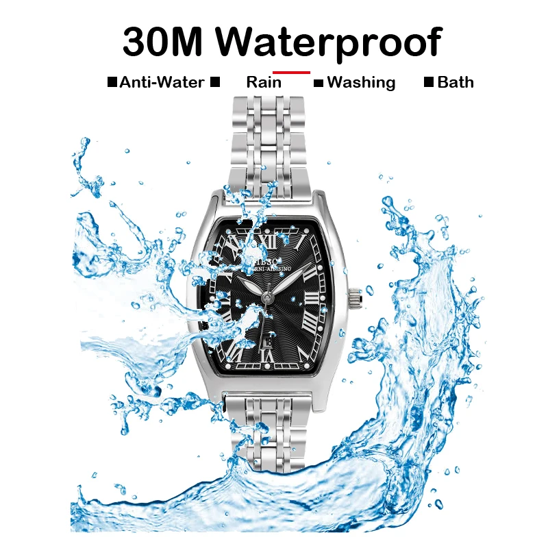 Original Brand Women Watches White Stainless Steel Waterproof Casual Female Hand Clock Luminous Luxury Ladies Wristwatches Black