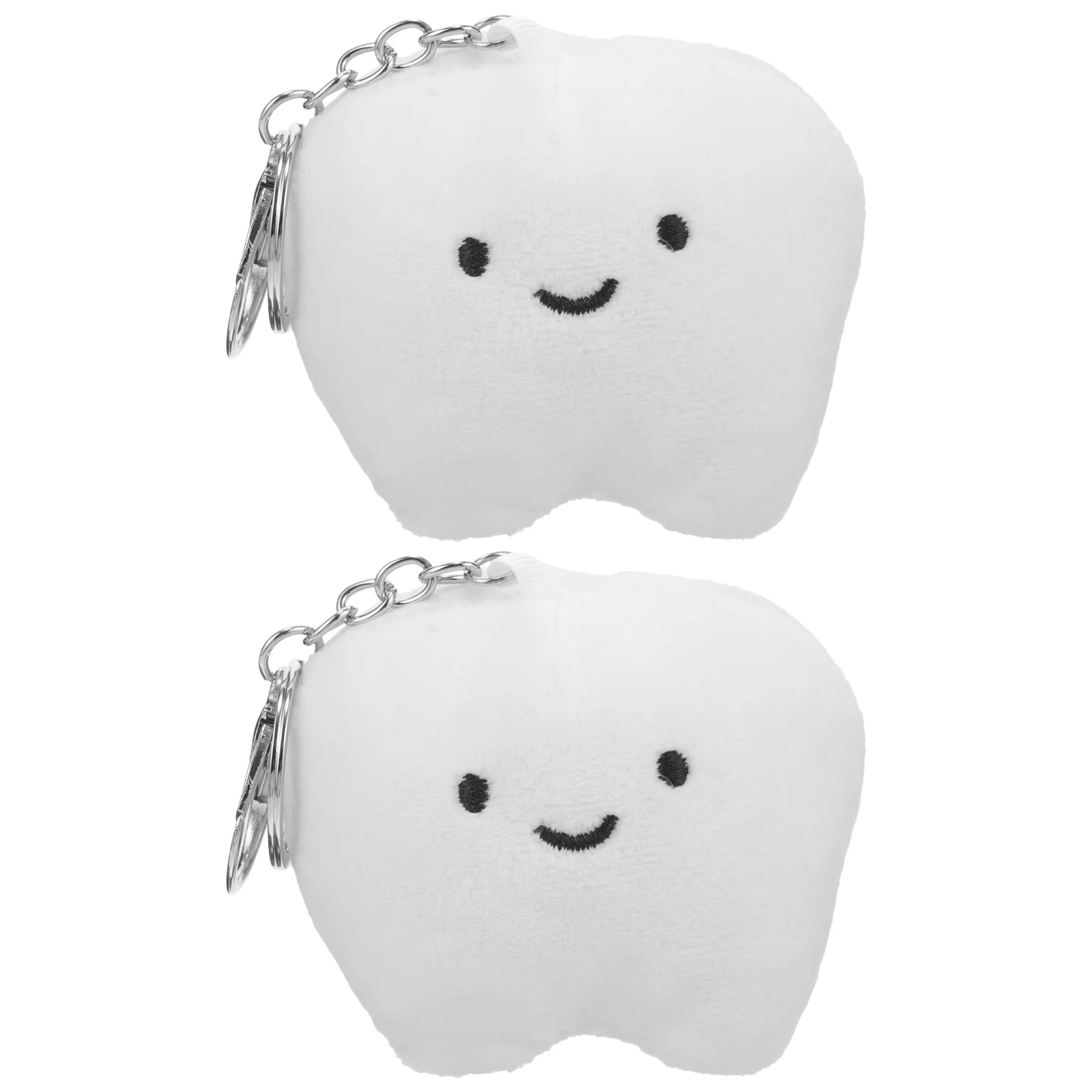 

2 Pcs Tooth Toy Backpack Keychain Ladies Purse Cartoon Charm Plush Chains