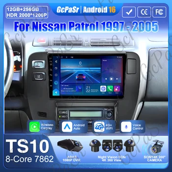 Autoradio Android 16 per Nissan Patrol 1997 - 2005 LHD RHD, Navigazione GPS, Lettore Multimediale, Android Auto, Carplay, No 2din, 4G Wifi