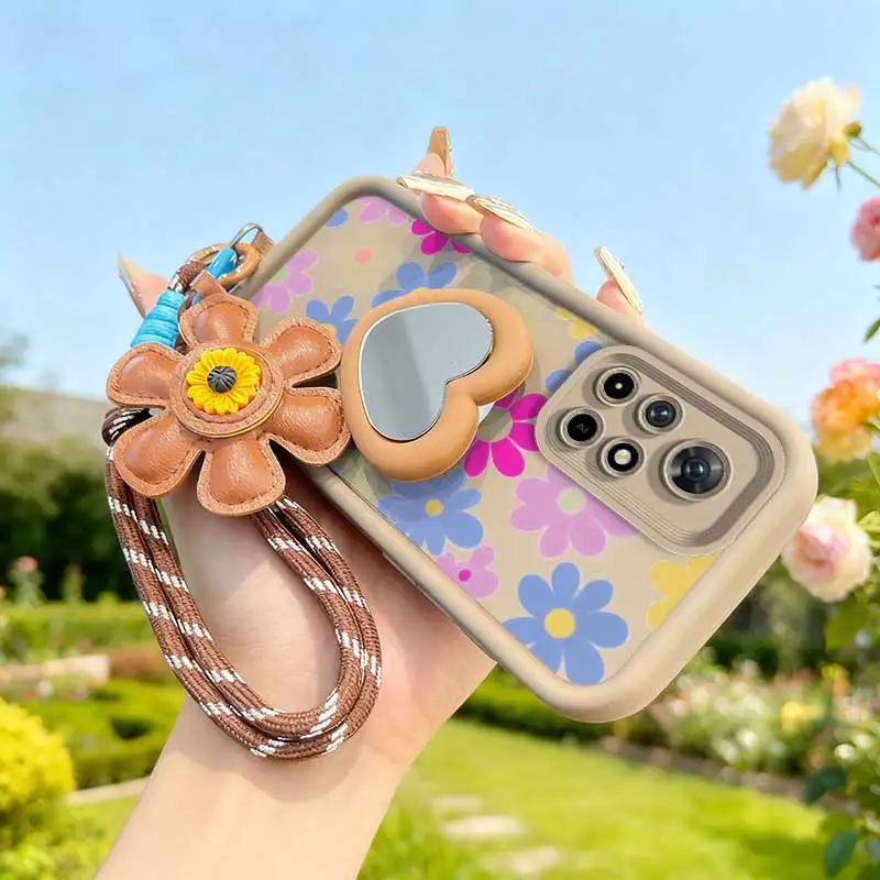 Cartoon Flower Phone Case Set with Lanyard and Craft Embellishments
