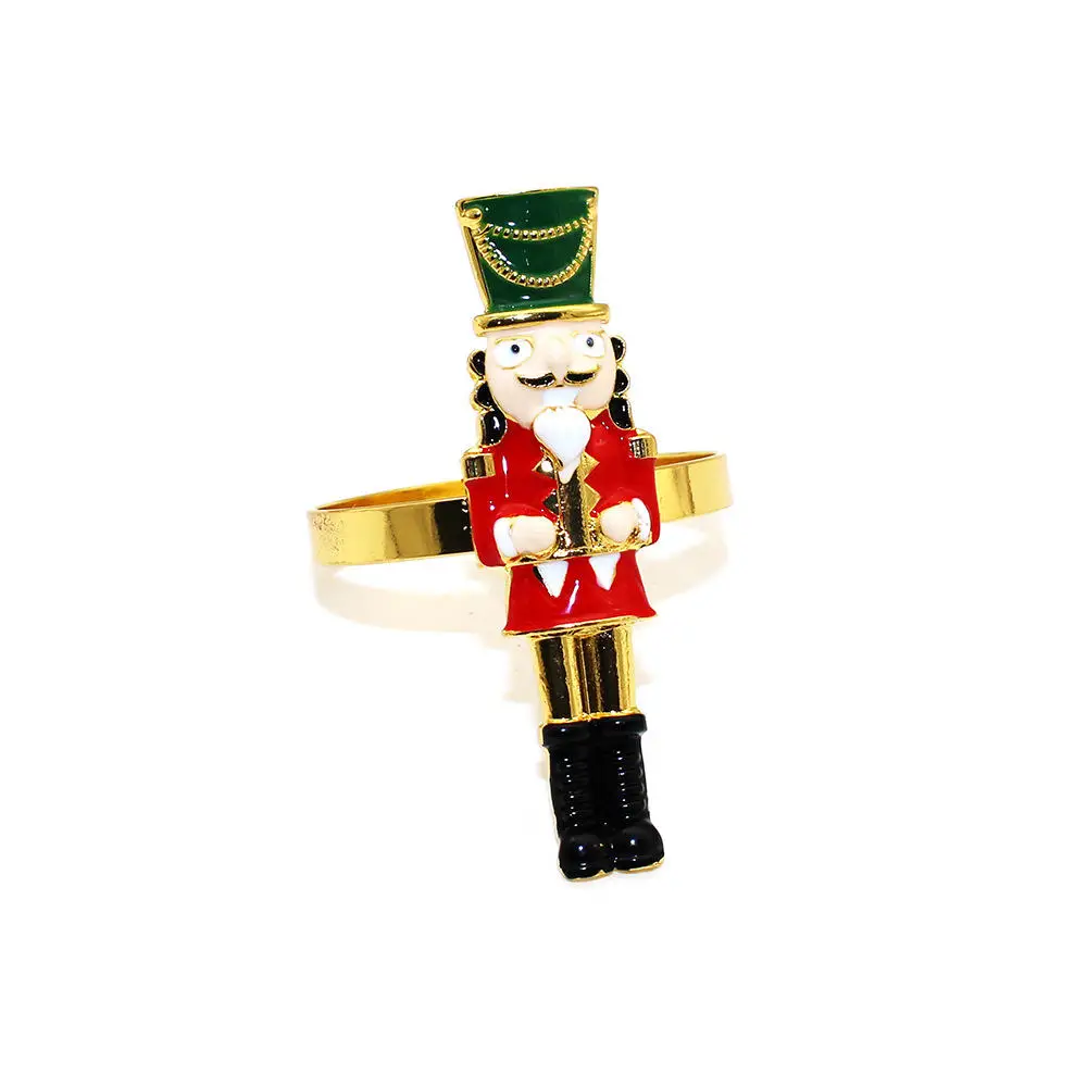 Christmas Table Supplies Nutcracker Soldier Napkin Ring Holders Xmas Table Decoration Home Metal Tissue Ring New Year
