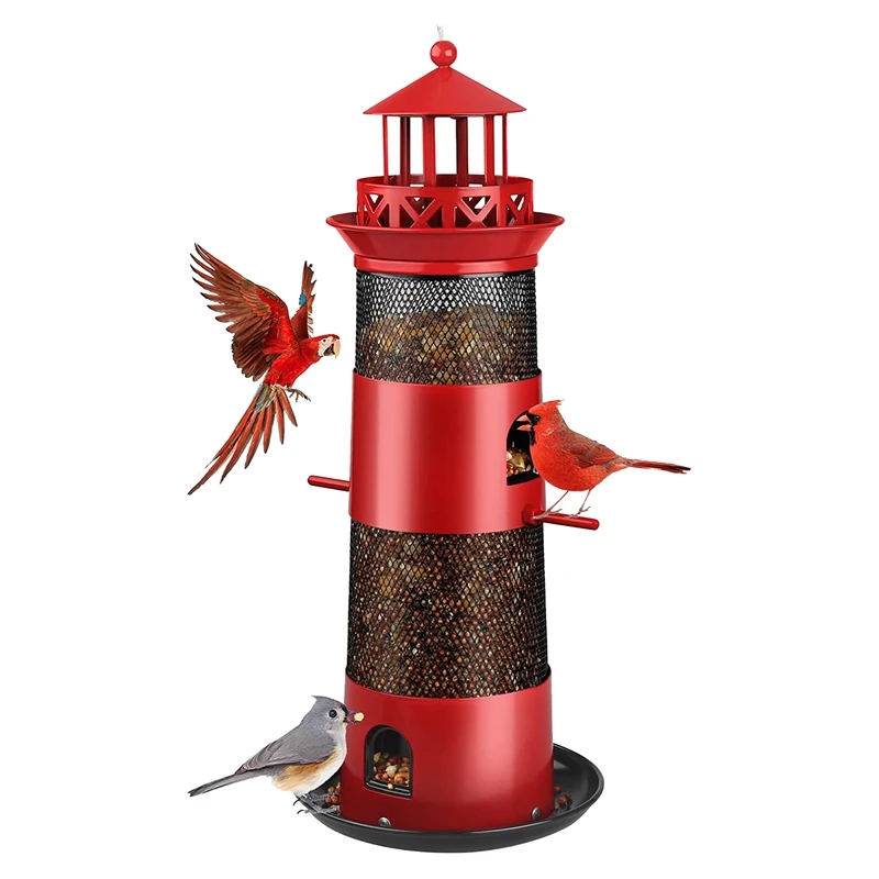 

New Bird Feeders For Outdoors Hanging, Squirrel Proof Wild Bird Feeder For Outside, Metal Bird Seed Feeder For Birds