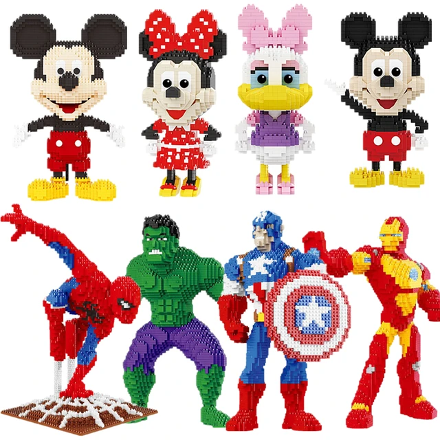 Disney Stitch Building Blocks Spider-Man Iron Man Model Assembly Toy Venom Creative Puzzle Parent-child Assembly Game 1