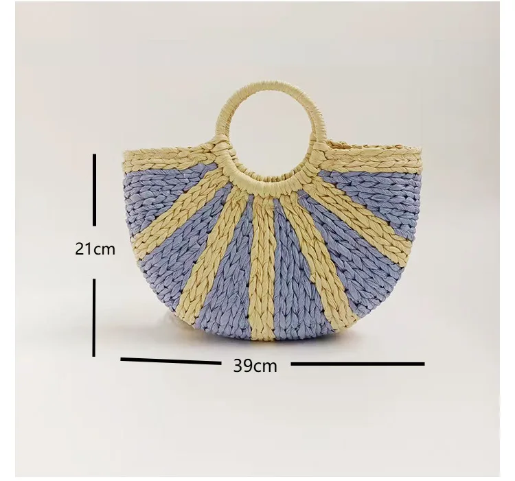 Women's Fashion Handbags, 2024 New Summer Woven Pumpkin Semi-circular Holiday Beach Bag. Fashionable and Personalized Women's Bags._senzul.com