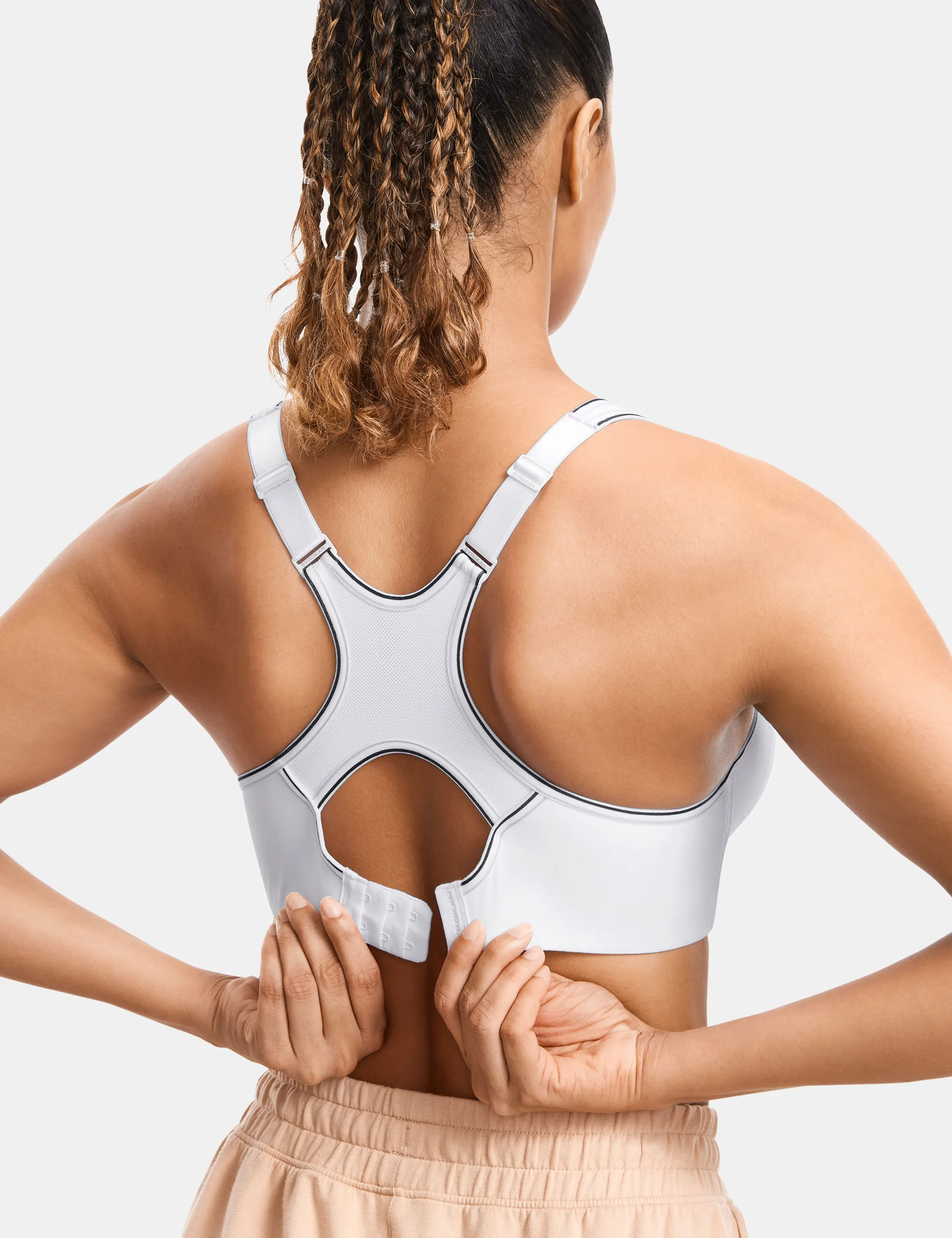 Sports Bra Black White Women Push Up Full Support High Impact Racerback Lightly Lined Underwire Underwear Lady Clothing 4
