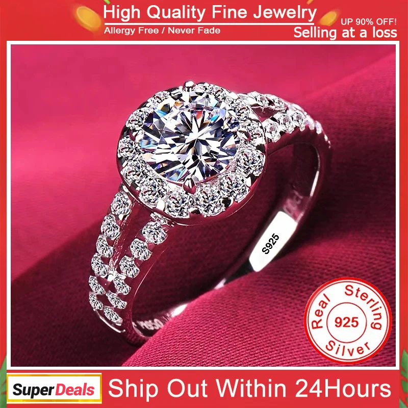Never Fade 100% Original Tibetan Silver Ring Inlay Natural Zirconia Stone Luxury White Gold Plated Wedding Band For Women Gift