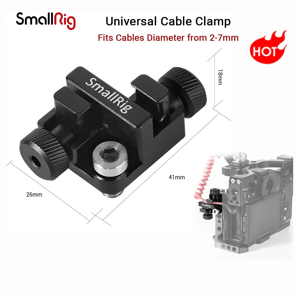 SmallRig 범용 케이블 클램프, DSLR 카메라 및 모니터 케이지에 장착하기 위한 케이블 직경 2-7mm, 1/4 인치-20 나사, 2333