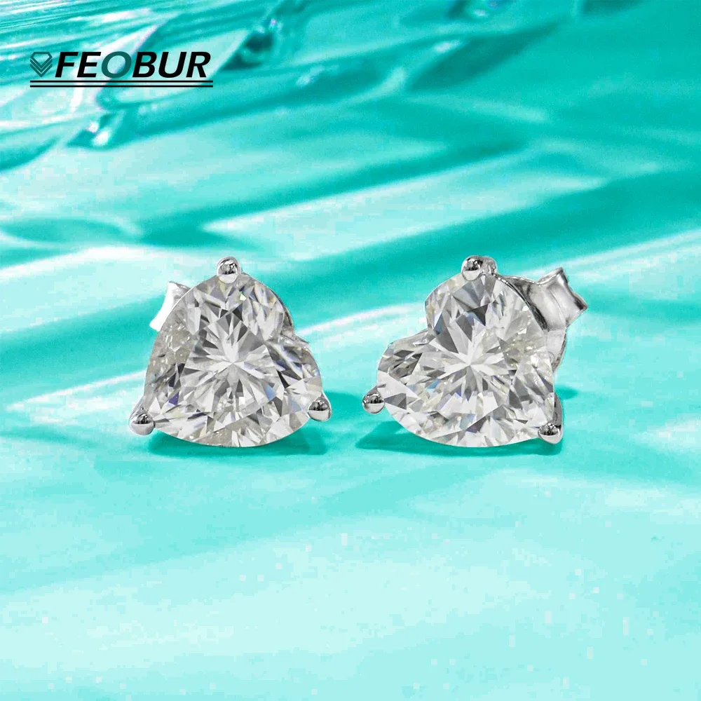 

1ct 2ct D Color Moissanite Stud Earrings for Women Men 925 Silver Jewelry Irregular Heart Pear Oval Emerald Cut Diamond Earring