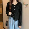 Round Neck Button Pleated Solid Straight Premium Temperament Fashion Casual Autumn Winter Thin Cardigan Women's Clothing 2022 2