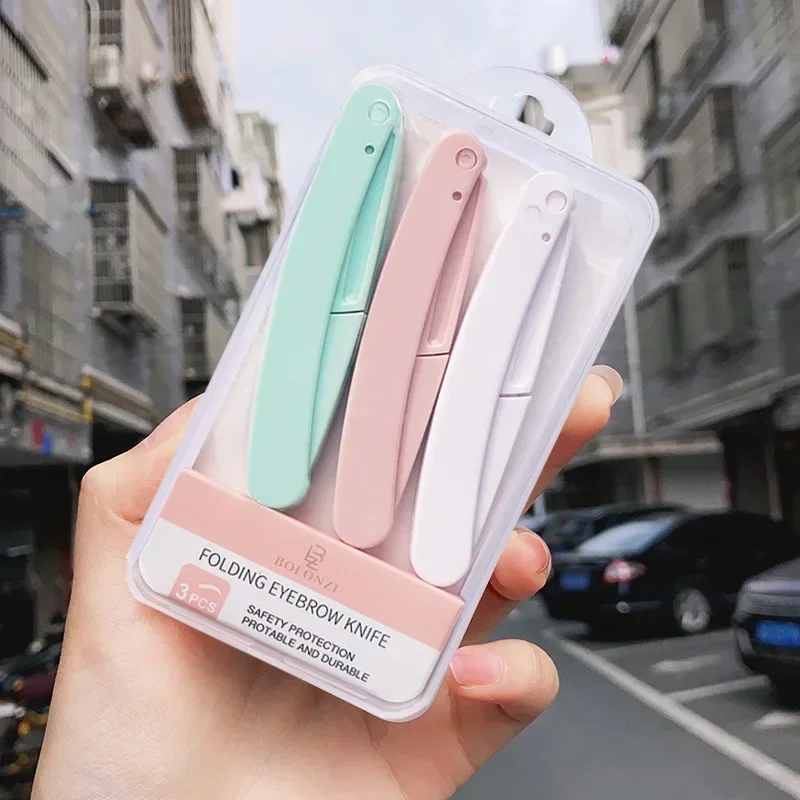 3pcs Safe Folding Ladies Face Shaver Eyebrow Trimmer Blade Anti-Scratch Razor Makeup Tools Eyebrow Trimmer Face Razor for Women 3