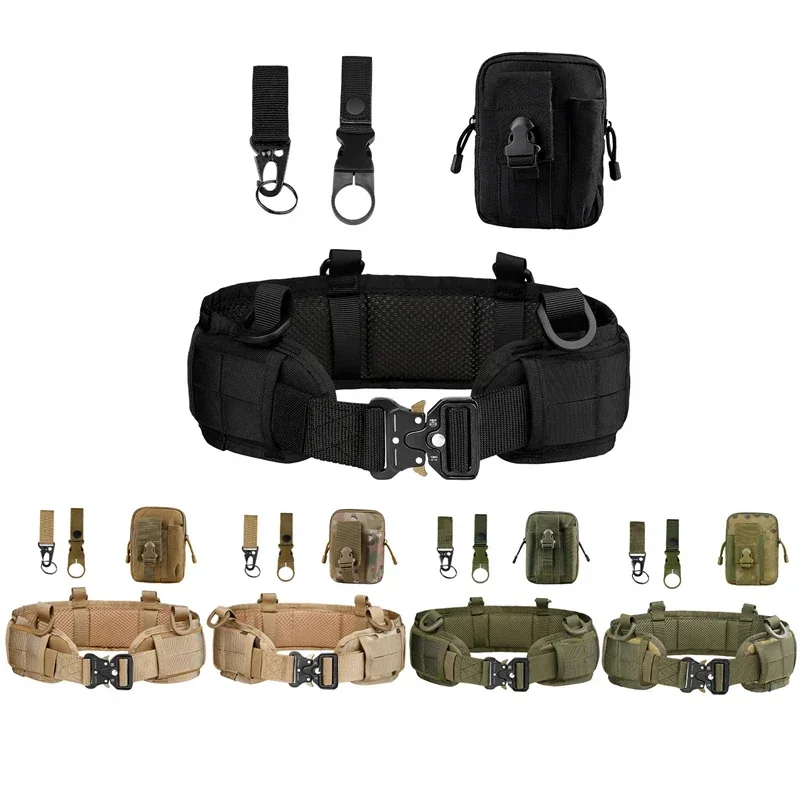 Mens Tactical Molle Belts Outdoor Airsoft Combat CS Hunting Padded Belt with Pouches