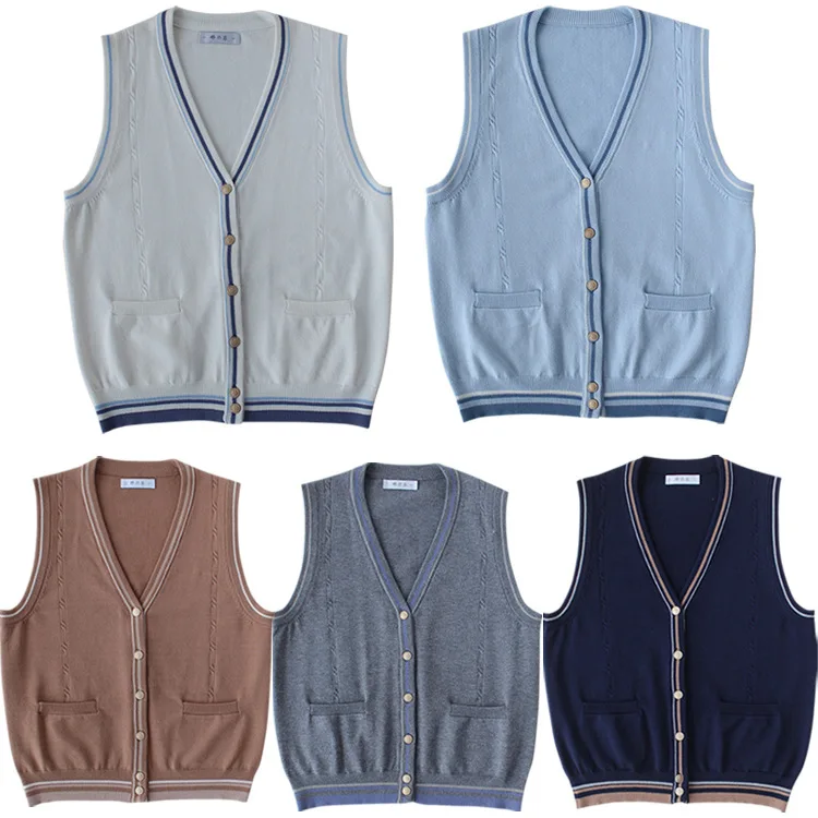 

Жилет Jk, Новинка весна-осень 2023, однотонный вязаный жилет в студенческом стиле, Ранняя осень, японский стиль, простой жилет с V-образным вырезом