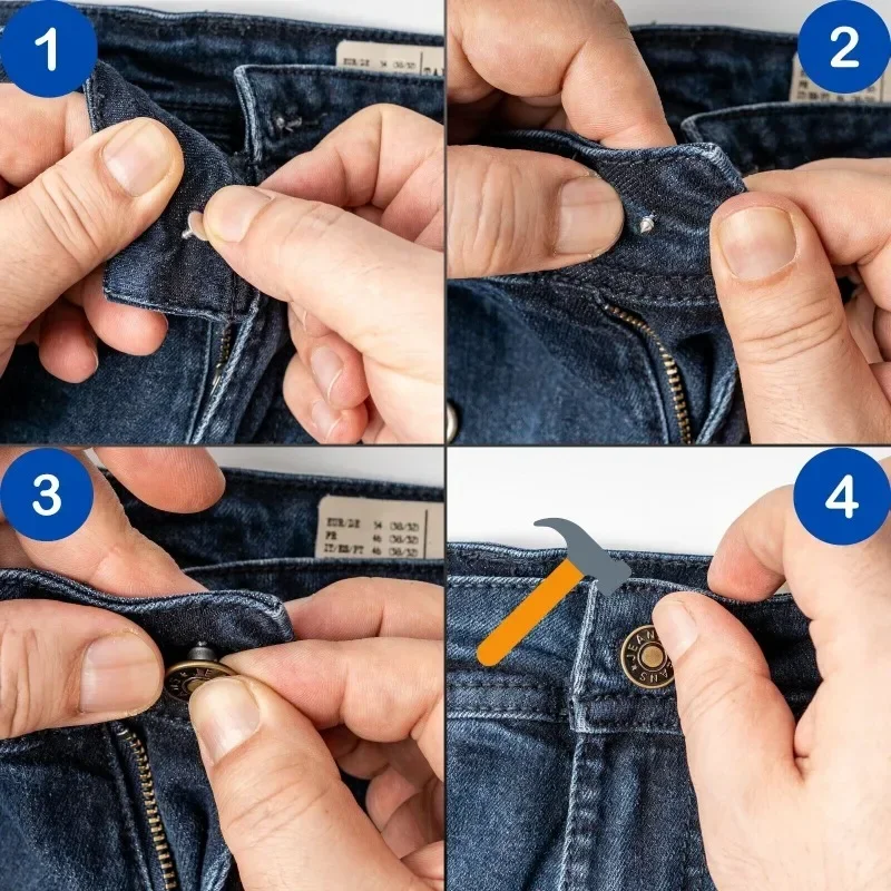 20Pcs/Set Jeans Replacement Buttons Screws 20mm No-Sewing Screw Button Repair Kit No Sew Metal Nailless Removable Jean Buttons 2