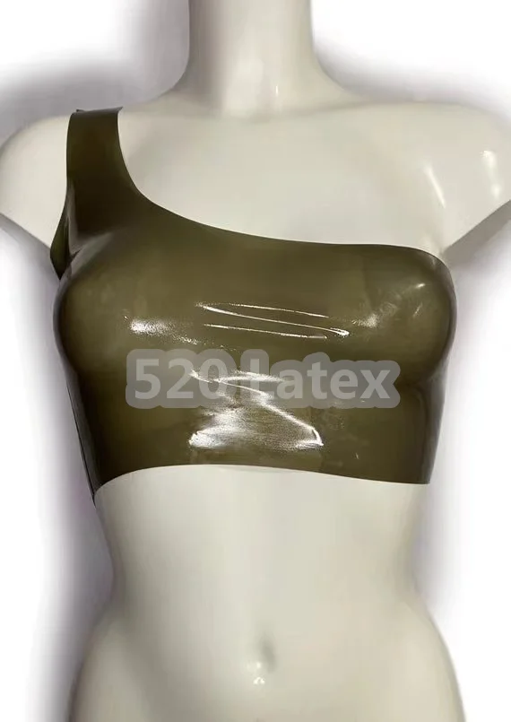

Натуральный латекс ручной работы, сексуальный бюстгальтер, латекс, топ на одно плечо, костюм-кошка Gummi, сексуальный жилет, черный, Badeanzug, бикини для косплея, 0,4 мм