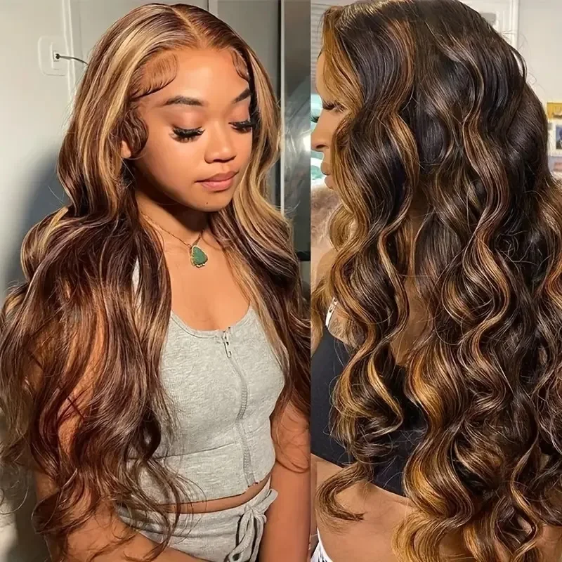 Body Wave P427 Honey Blonde Highlight Wig Human Hair 13x4 Lace Front Human Hair Wigs Lace Frontal Wig For Black Women Wigs