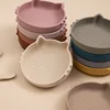 Baby Dishes Silicone Suction Plate Cute Cartoon Cat Children Food Tableware BPA Free Non-Slip Infant Food Feeding Bowl For Kids 6