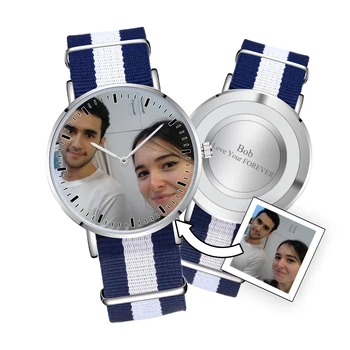 Proprio orologi stampabili incisione Laser testo lettera personalizzata nome del testo marchio dell'azienda orologio personalizzato Logo foto