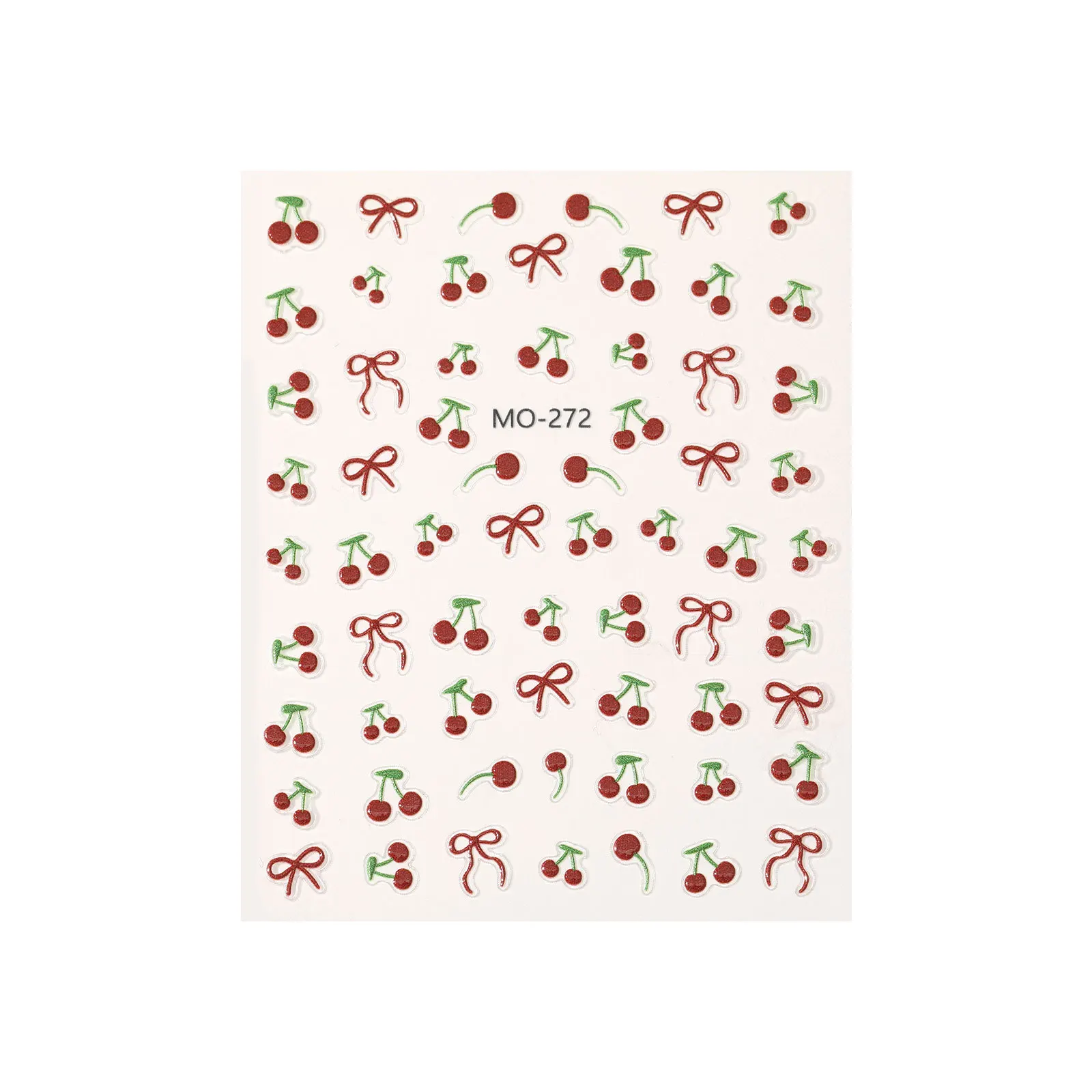 Kawaii Cherry Bow Nail Stickers 1 Piece 5D Fruit Design Adhesive Decorative nail stickers Nail Art