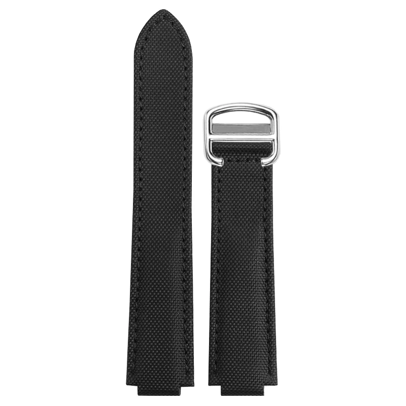 YOPO New Black Waterproof Canvas Men's And Women's Watch Chain, Folding  Buckle  Convex  Mouth Woven Nylon Watchband 20x8 16x9mm