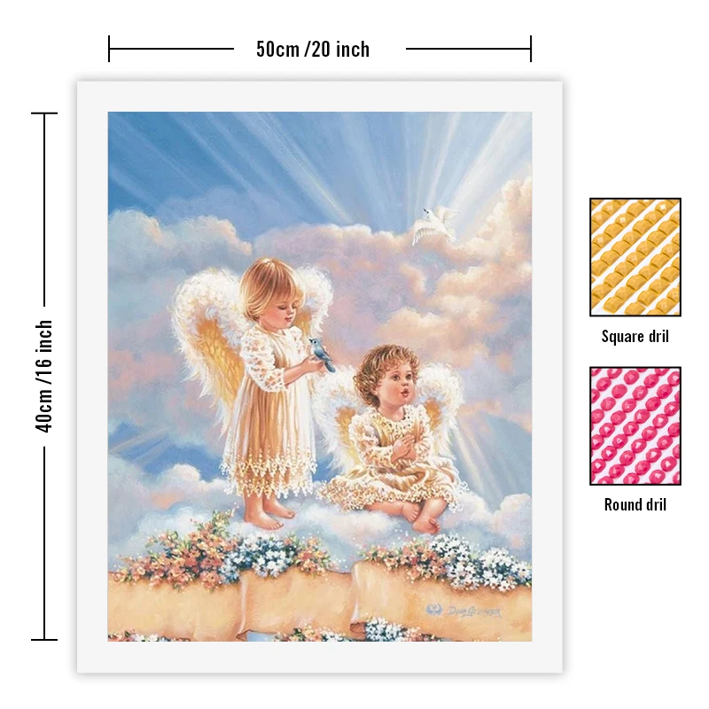 RUOPOTY 5D DIY Full Square Portrait Diamond Embroidery Angel Picture Painting Mosaic Rhinestones Kit Home Decoration