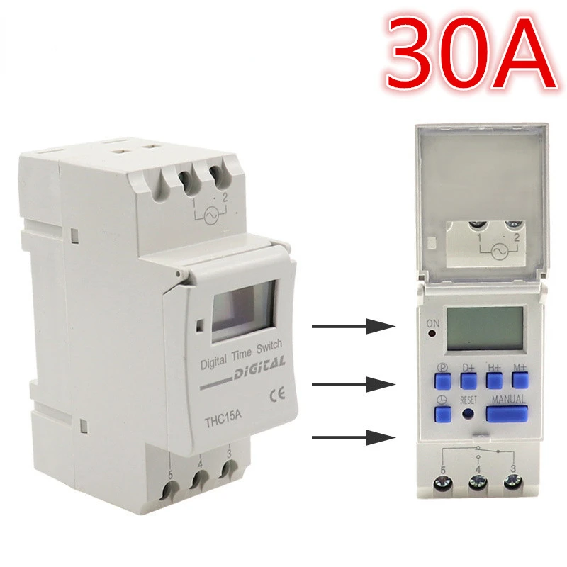 Time Switch Bell Ring Device Thc15a 220v 30a Din Rail Timer Relay Time