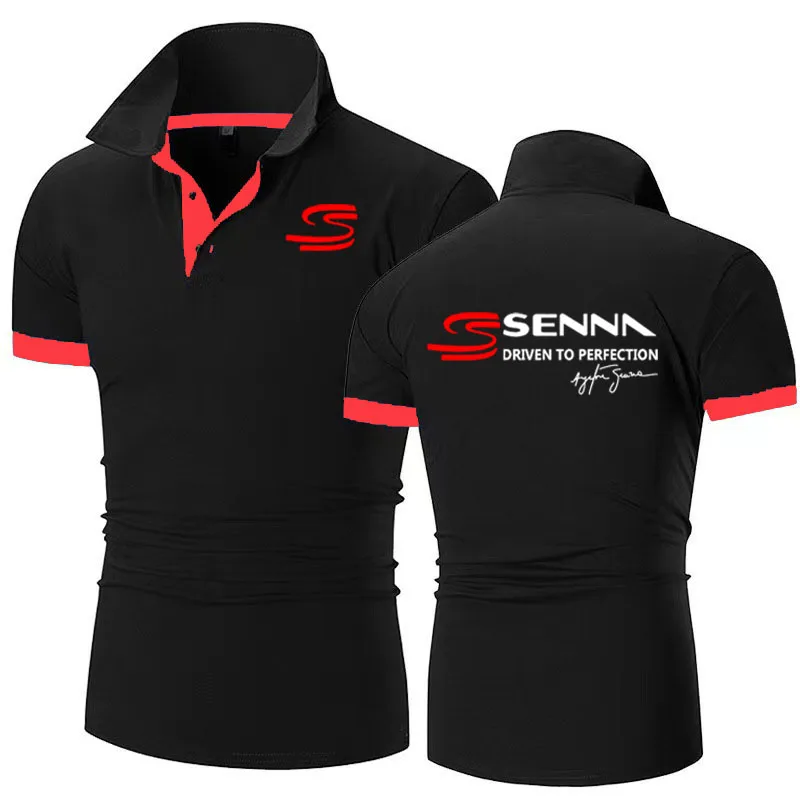 

New Color contrast men's golf shirt luxury oversized T shirt S-6XL Ayrton Senna summer breathable cotton men's POLO shirt