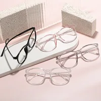 Lunettes d'ordinateur transparentes à grande monture pour femmes, rondes, Anti-lumière bleue, optique, lentille plate, Protection des yeux, lunettes unies 2
