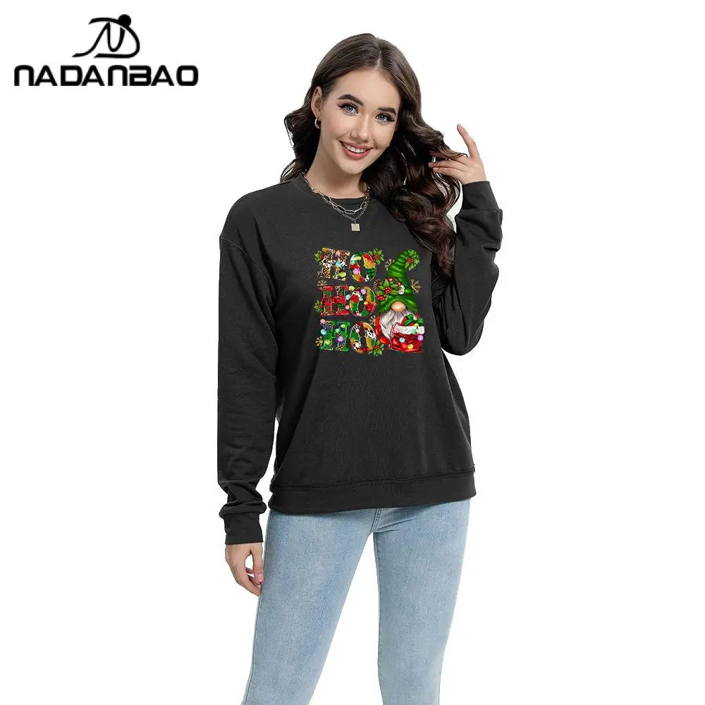 Nadanbao Christmas Sweatshirt Red Tracksuit Xmas Crewneck Digital Printing Pullover New Year Party Carnival Female Clothing