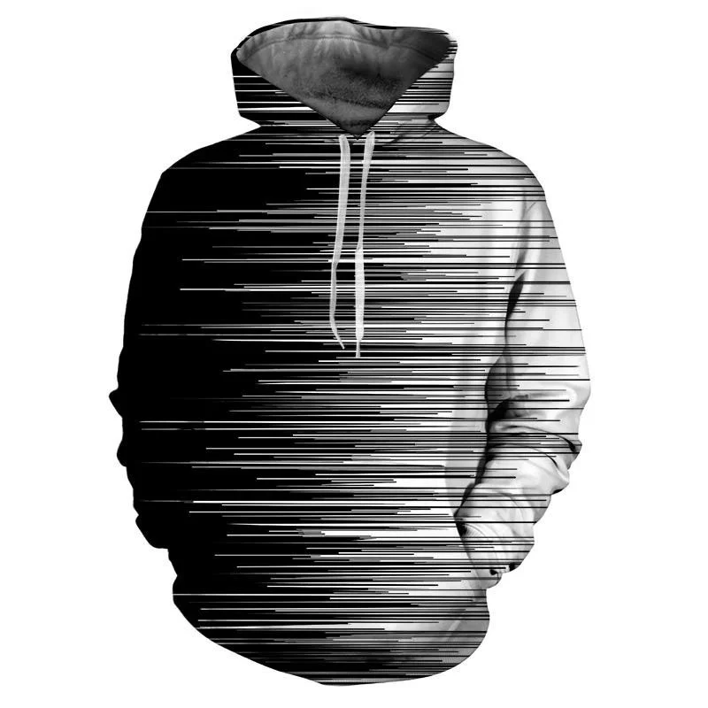 thumbnail image 1 of Sudadera con capucha con estampado 3D de vértigo geométrico para hombre, sudadera informal de calle en blanco y negro, sudadera con personalidad de moda, sudaderas con capucha con inyección de tinta y, 1 of 4