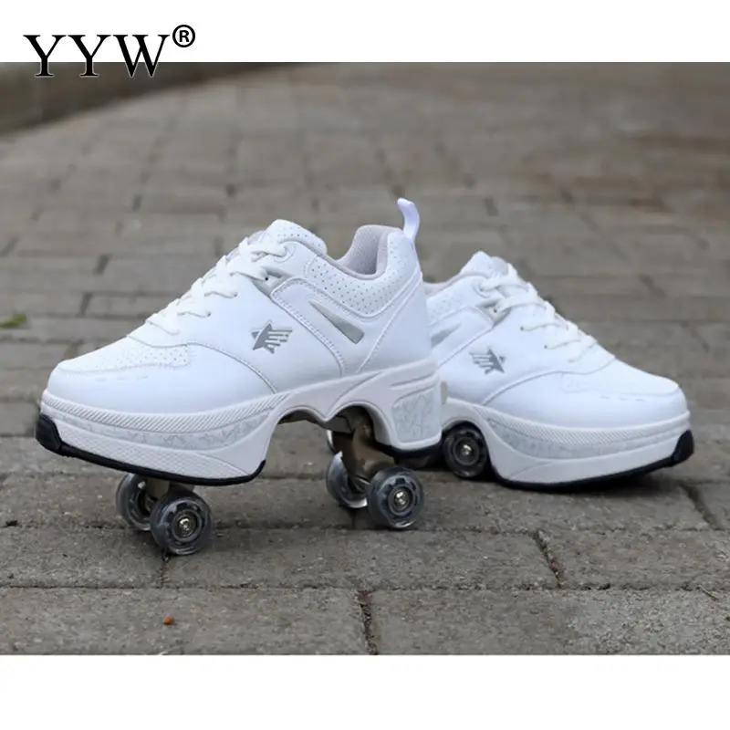 Cuerda Noticias condado Zapatos de Skate de cuero Pu para niños, zapatillas de Parkour de  deformación informales, patines para rondas, zapatos deportivos para correr  para adultos, 4 ruedas _ - AliExpress Mobile