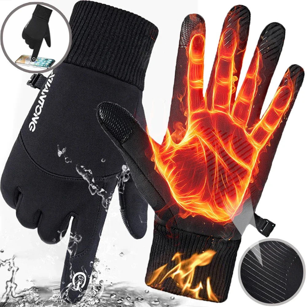 

Men's Gloves Winter Waterproof Windproof Sports Fishing Touchscreen Driving Motorcycle Ski Non-slip Warm Cycling Women Gloves